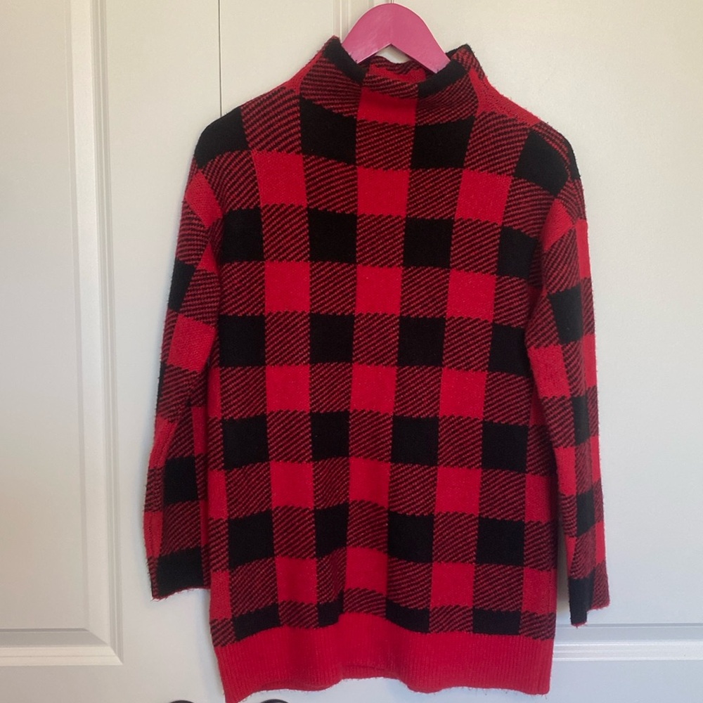 Loft‎ Buffalo Plaid Mock Turtleneck Sweater